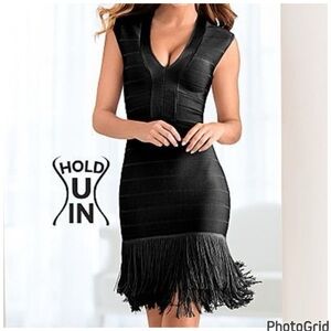 VENUS Black Fringe Hold-U-In Dress